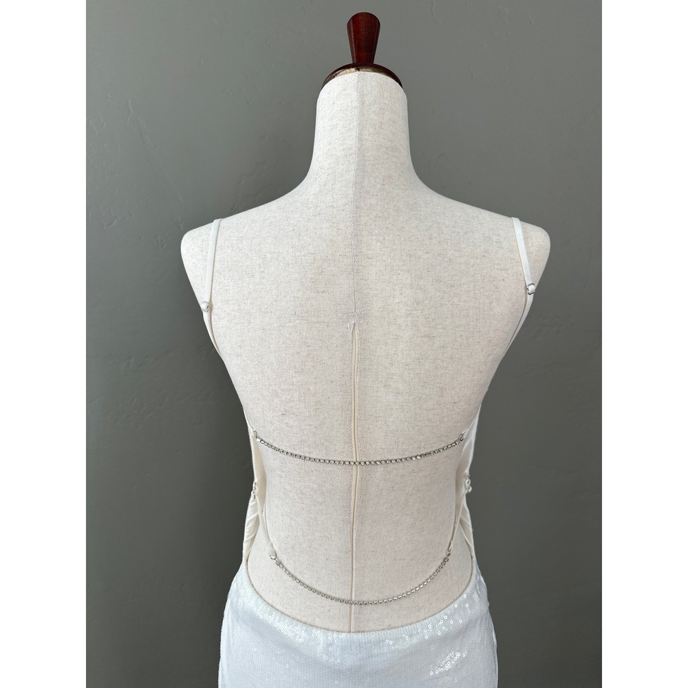 Edikted Sequin Open Back Full Length‎ Gown Dress Sz Small 6 Evening Prom Wedding - Picture 8 of 16
